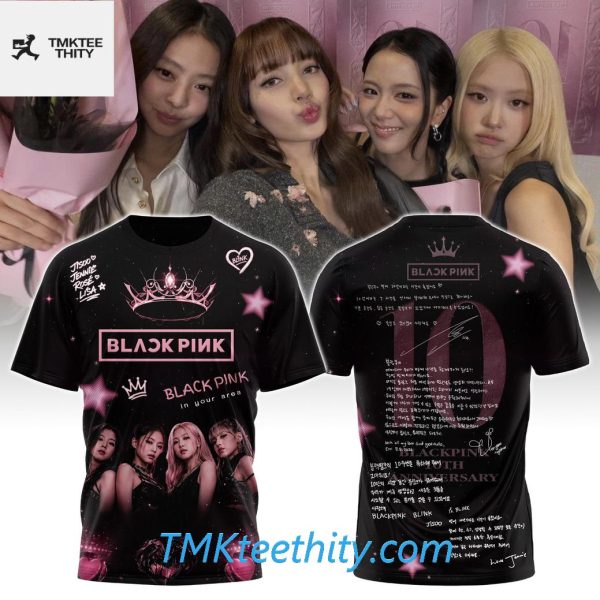 Blackpink Member Signatures Pink Crown Graphic Printed Hoodie