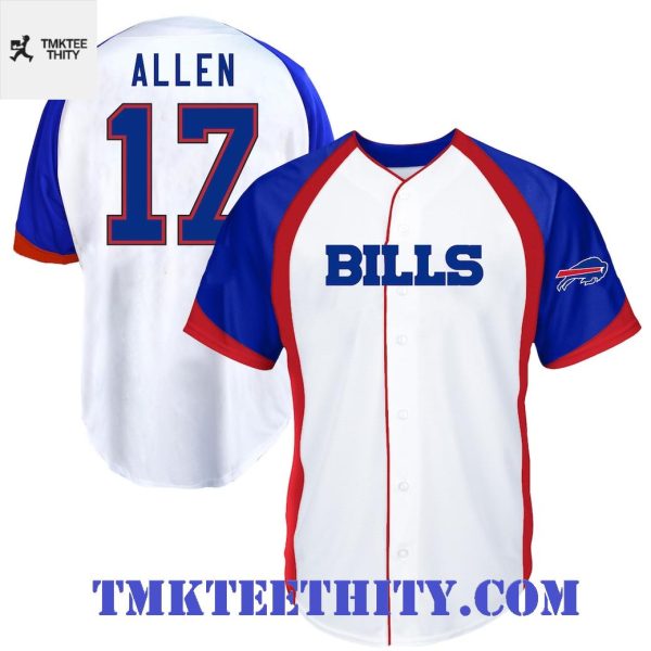 Buffalo Bills Josh Allen 17 Button-Up Baseball Jersey