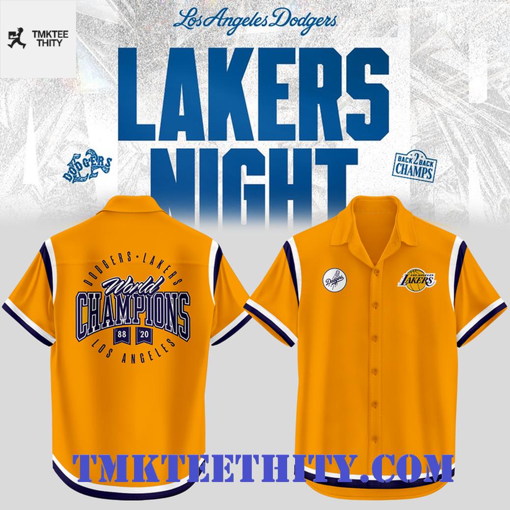 Los Angeles Dodgers x Lakers Night World Champions Hawaiian Shirt Los Angeles Dodgers x Lakers Night World Champions Hawaiian Shirt