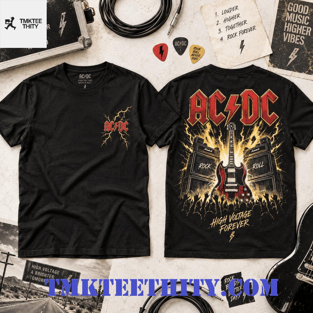 AC-DC Rock Band High Voltage Concert Graphic T-Shirt AC-DC Rock Band High Voltage Concert Graphic T-Shirt