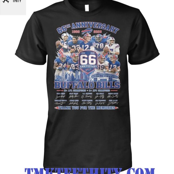 Buffalo Bills 66th Anniversary 1960-2026 Thank You For The Memories Graphic T-Shirt