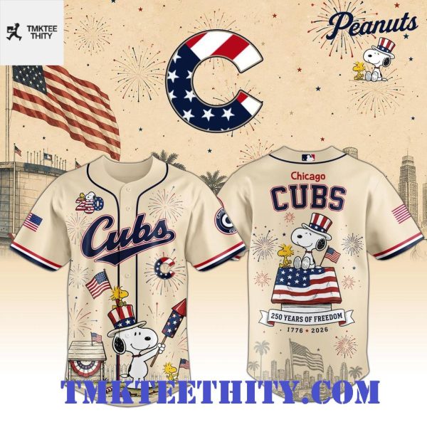 Chicago Cubs x Snoopy Peanuts USA 250th Anniversary Baseball Jersey
