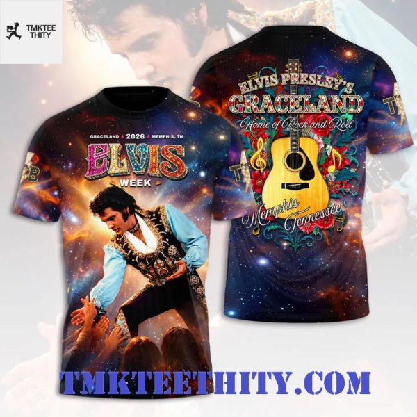 Elvis Presley Graceland Home of Rock and Roll Vintage Apparel T-Shirt