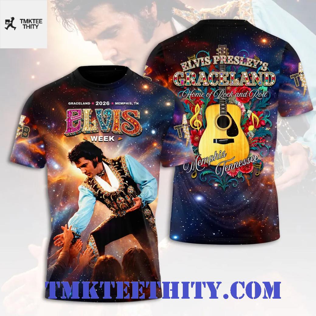 Elvis Presley Graceland Home of Rock and Roll Vintage Apparel T-Shirt Elvis Presley Graceland Home of Rock and Roll Vintage Apparel T-Shirt