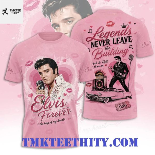 Elvis Presley Legends Never Leave The Building Graphic Print T-Shirt