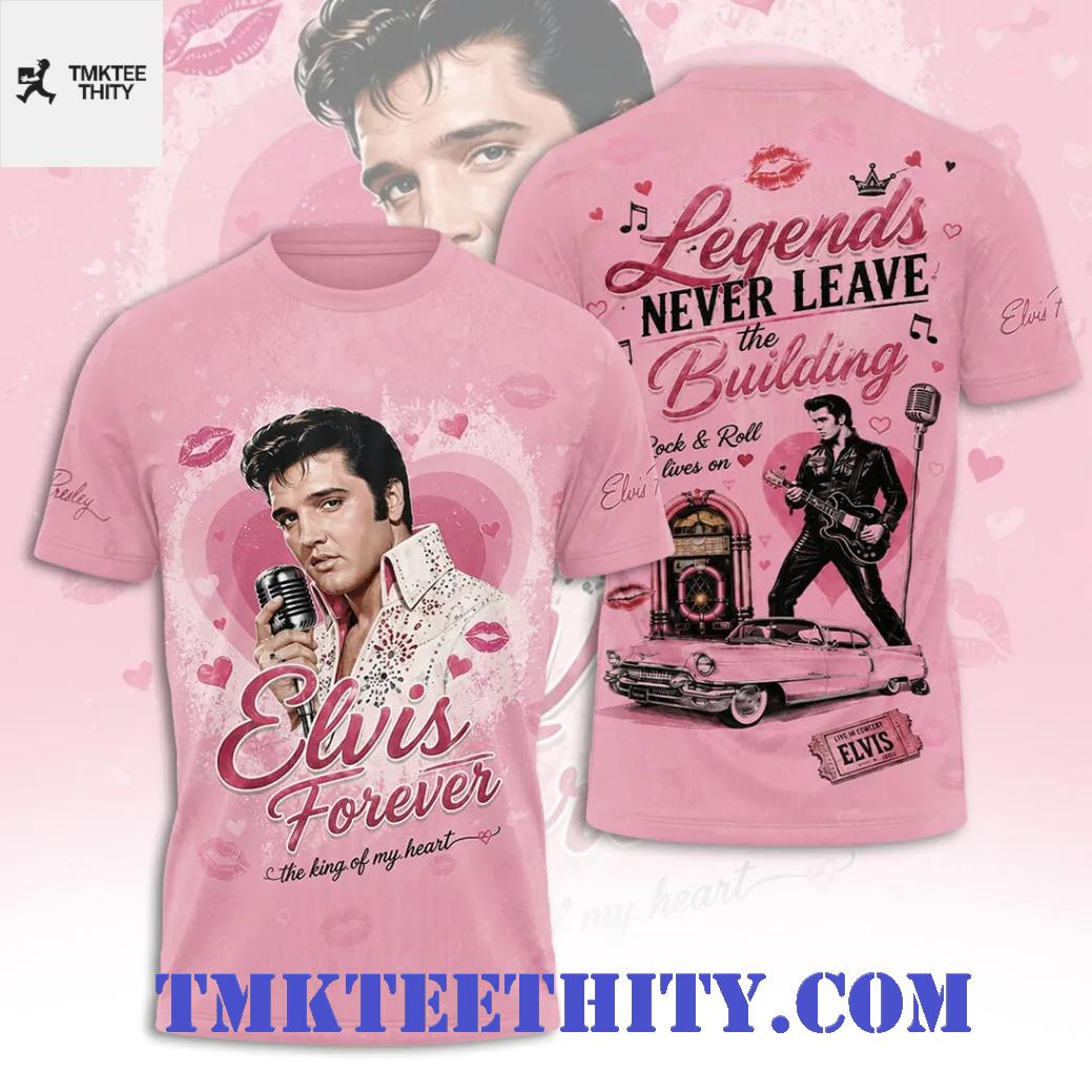 Elvis Presley Legends Never Leave The Building Graphic Print T-Shirt Elvis Presley Legends Never Leave The Building Graphic Print T-Shirt