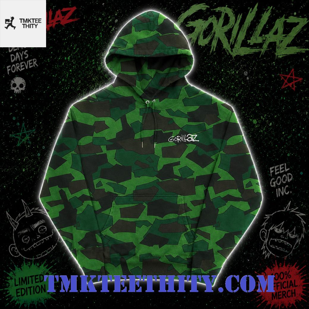 Gorillaz Demon Days Forever Camo Graphic Hoodie Gorillaz Demon Days Forever Camo Graphic Hoodie