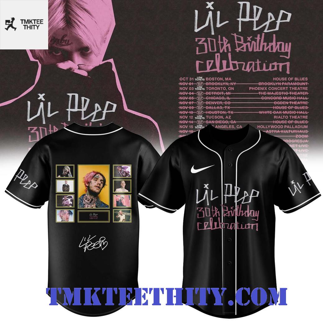 Lil Peep 30th Birthday Celebration Tour Tribute Graphic Baseball Jersey Lil Peep 30th Birthday Celebration Tour Tribute Graphic Baseball Jersey