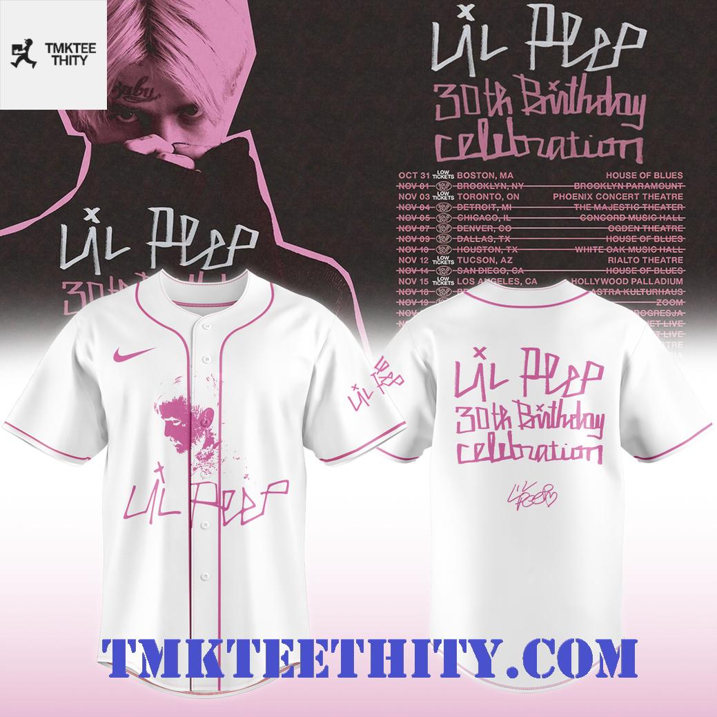 Lil Peep 30th Birthday Commemorative Tour Vintage Baseball Jersey Lil Peep 30th Birthday Commemorative Tour Vintage Baseball Jersey