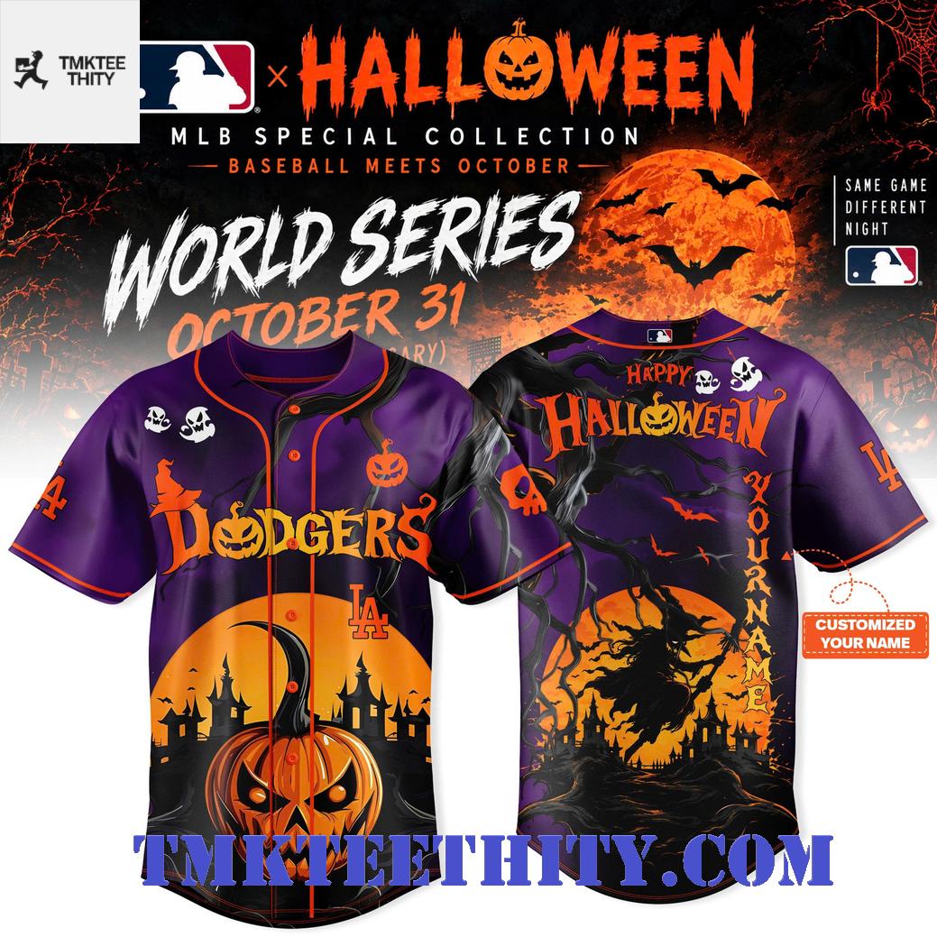 Los Angeles Dodgers Halloween Night World Series October 31 Baseball Jersey Los Angeles Dodgers Halloween Night World Series October 31 Baseball Jersey
