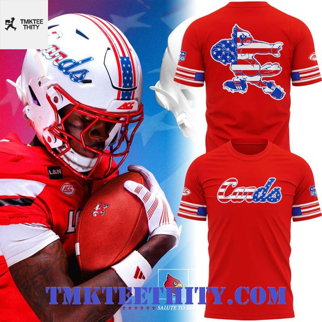 Louisville Cardinals Patriotic USA Football Team T-Shirt Louisville Cardinals Patriotic USA Football Team T-Shirt