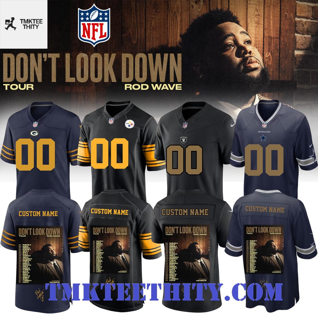 NFL x Rod Wave Don't Look Down Tour 2026 Football Jersey NFL x Rod Wave Don't Look Down Tour 2026 Football Jersey