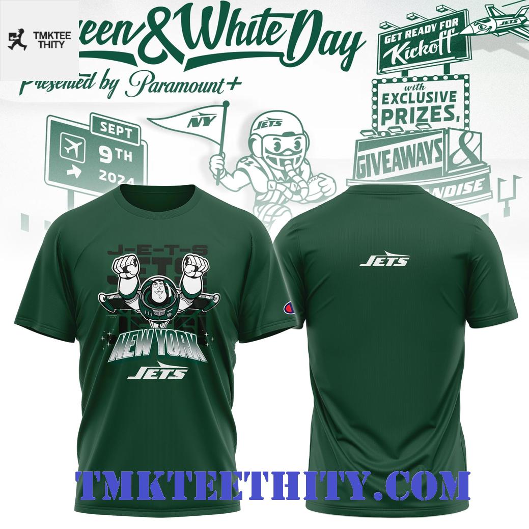 New York Jets Buzz Lightyear Graphic Green T-Shirt New York Jets Buzz Lightyear Graphic Green T-Shirt