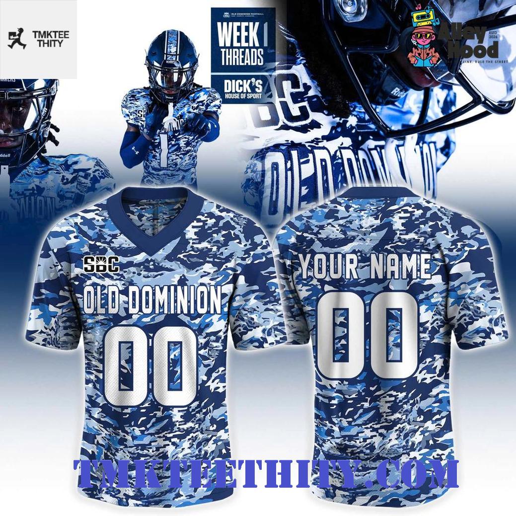 Old Dominion Monarchs Honor Custom Blue Camo Football Jersey Old Dominion Monarchs Honor Custom Blue Camo Football Jersey