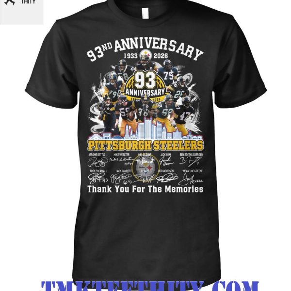 Pittsburgh Steelers 93rd Anniversary Thank You For The Memories Cotton Shirt