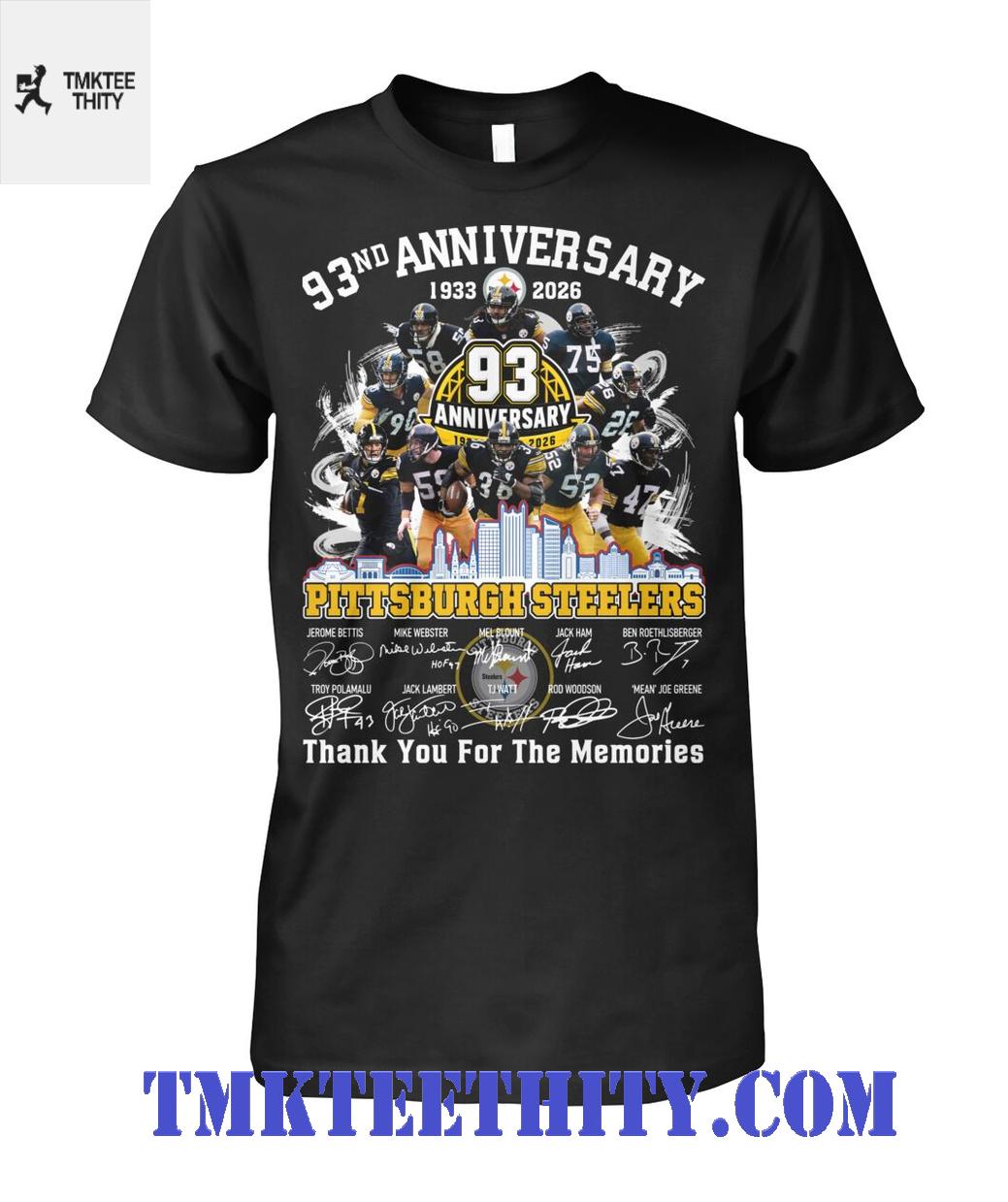 Pittsburgh Steelers 93rd Anniversary Thank You For The Memories Cotton Shirt Pittsburgh Steelers 93rd Anniversary Thank You For The Memories Cotton Shirt