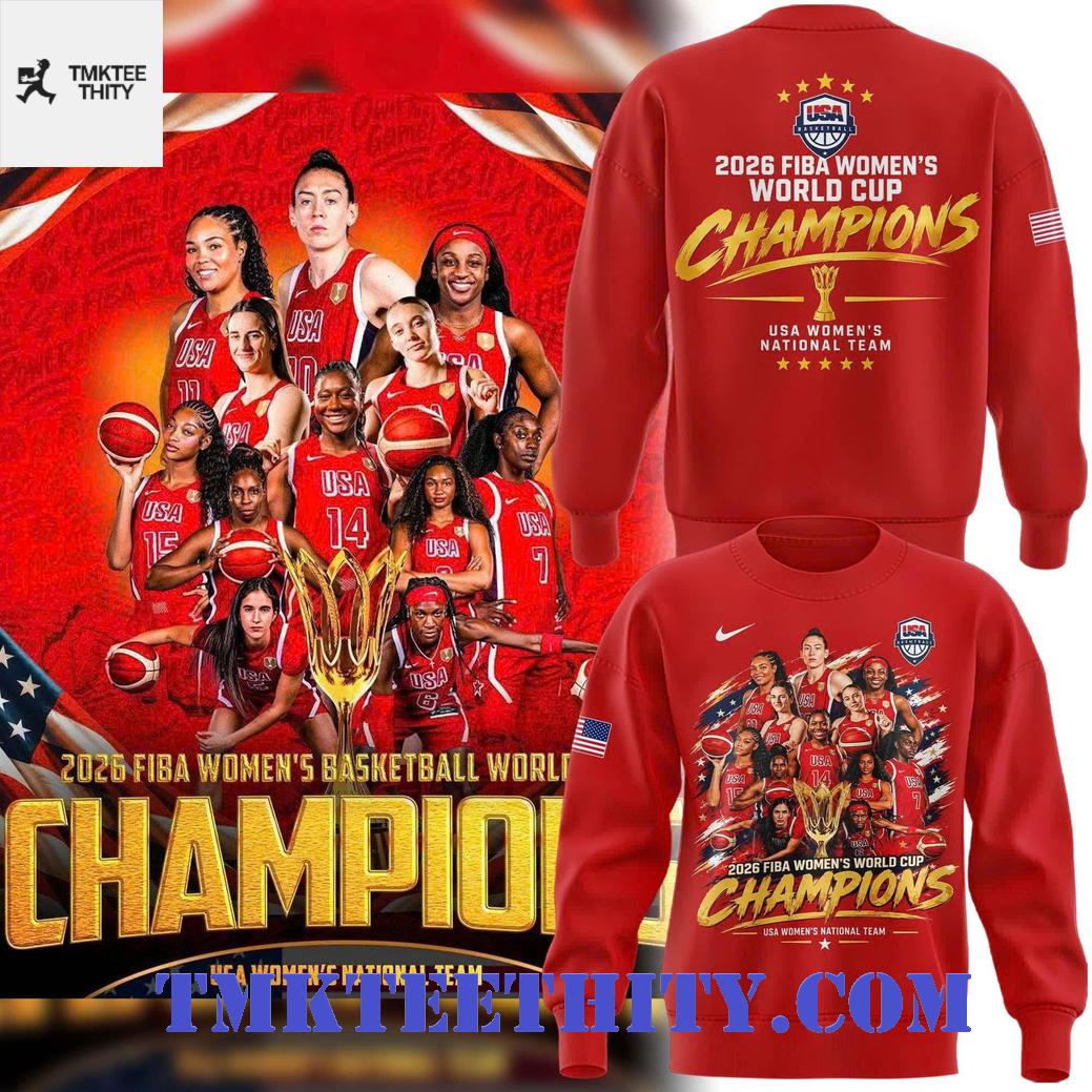 USA Women's National Basketball Team 2026 FIBA Champions Red Sweatshirt USA Women's National Basketball Team 2026 FIBA Champions Red Sweatshirt
